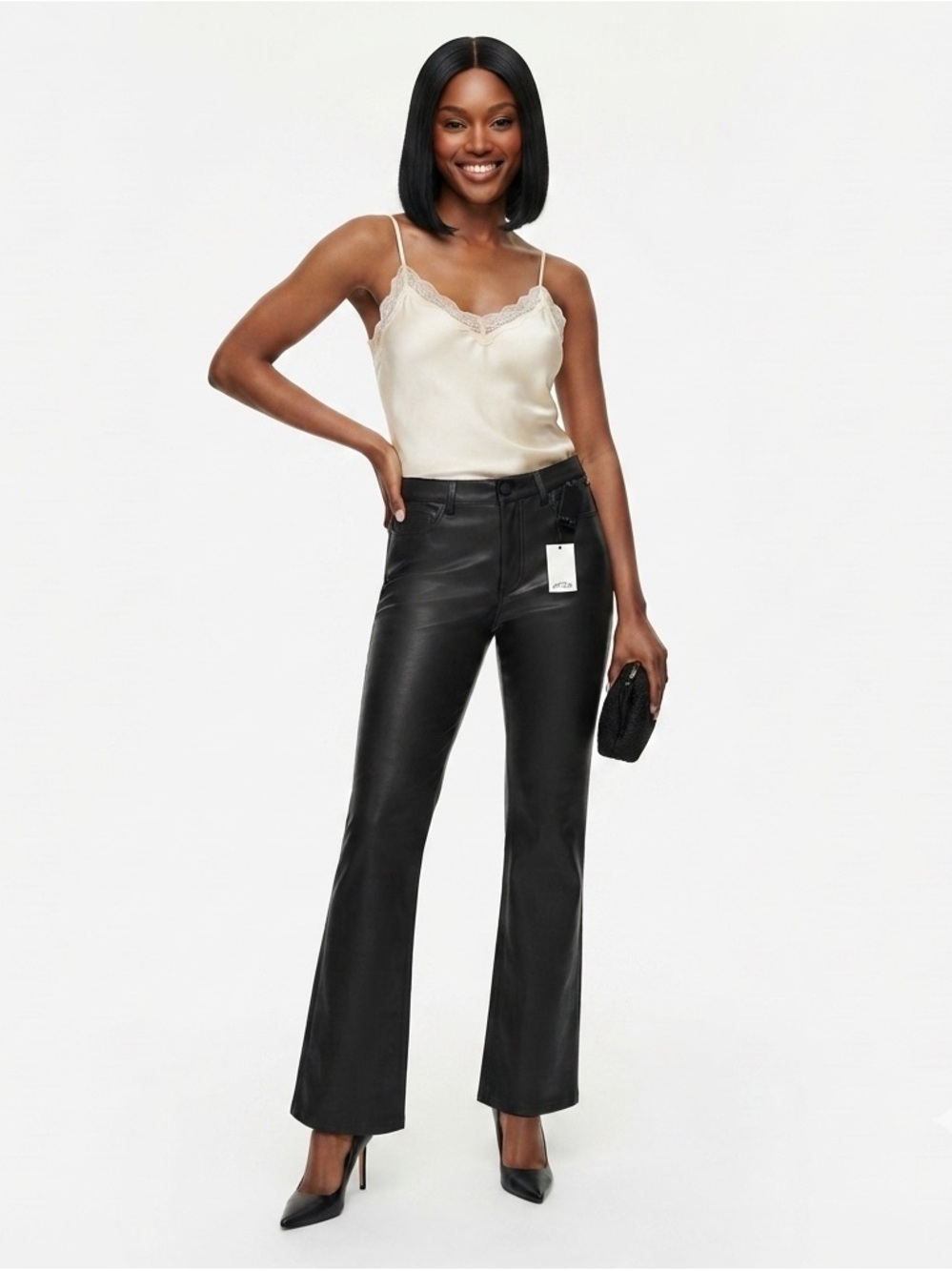 Joe's Black Vegan Leather High Rise Flare Pants Size 30